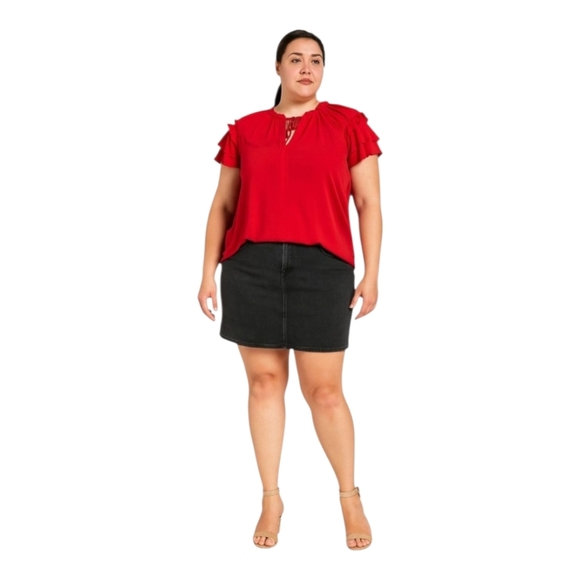 Cato Women's Plus Red Short Sleeve Blouse Top Size 22 24W - Picture 1 of 5